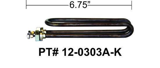 12-0303A-K: Hot Tub Heater Replacement Element, 3.6kW, 240V, Hairpin, Incoloy, 6.75"