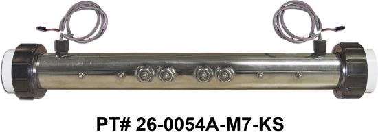 26-0054AF-M7-KS: Hot Tub Heater Replacement Assy, Balboa Series, 8000, 2.25"x19.25", 11kW, Titanium, M7, w/Sensors