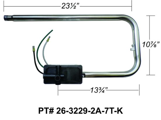 26-3229-2A-7T-K: Hot Tub Heater Replacement Assy, Low Flow, 5.5kW, 240V, Laing Squareback Style, Sundance 6500-402