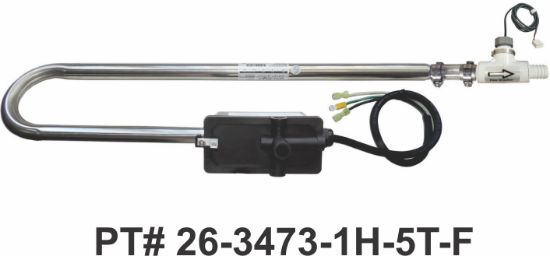 26-3473-1H-5T-F: Hot Tub Heater Replacement Assy, Low Flow, 4.0kW, 240V, Laing Trombone Style w/HL & Flow Switch