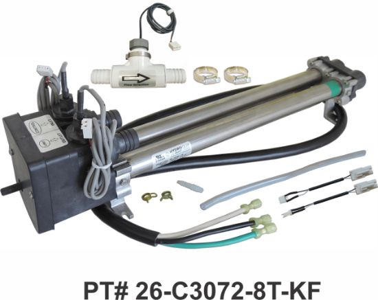 26-C3072-8T-KF: Hot Tub Heater Replacement Assy, Low Flow, Double Barrel, 6.0kW, Auto-Reset HL, w/ Sensors, W/Flow Switch