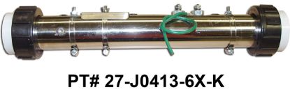 27-J0413-6S-K: Hot Tub Heater Replacement Assy, Universal Rite-Fit Hot Tub Heater Replacement, 2.25"x15", 4.5kW Flo Thru, 5 PSI Taps