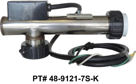 48-9121-7S-K: Hot Tub Heater Replacement Assy, 5.5kW, Titanium, 12.7", 304SS, "L", w/Cord, Arctic Spas