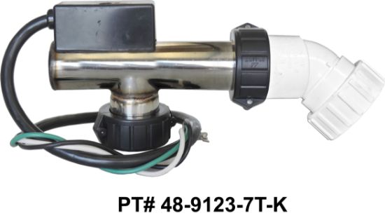 48-9123-7T-K: Hot Tub Heater Replacement Assy, 5.5kW, Titanium, 9", 304SS, "L", 45 degree, w/Cord, Arctic Spas